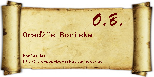 Orsós Boriska névjegykártya